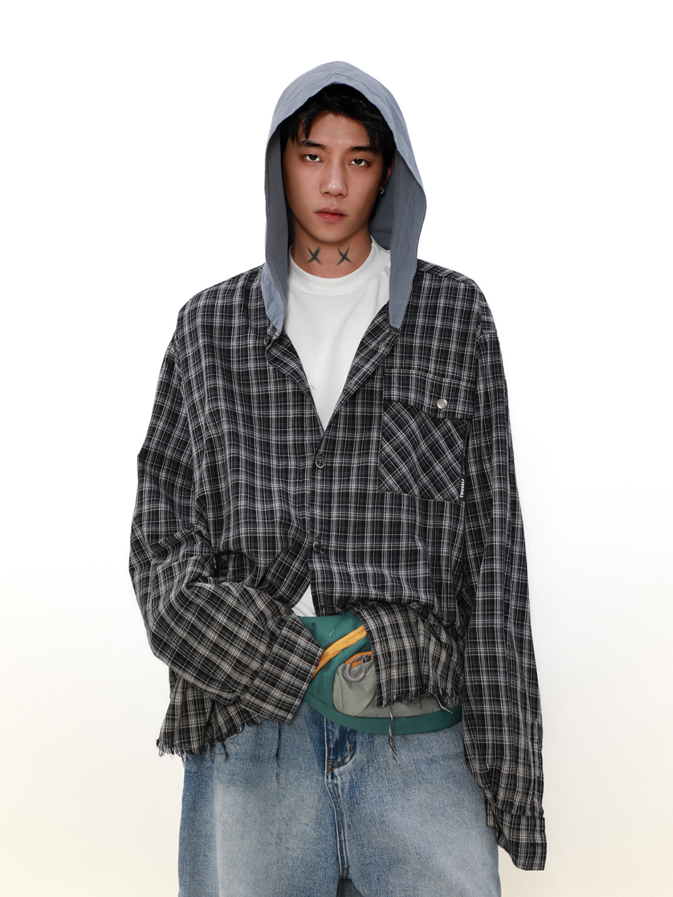 QS823A hoodie check shirts
