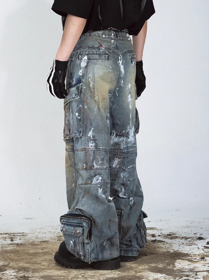 QS580A paint multi pocket pants