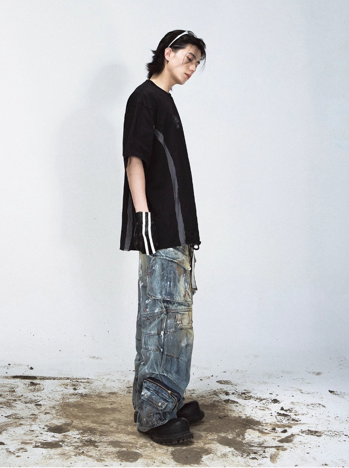 QS580A paint multi pocket pants