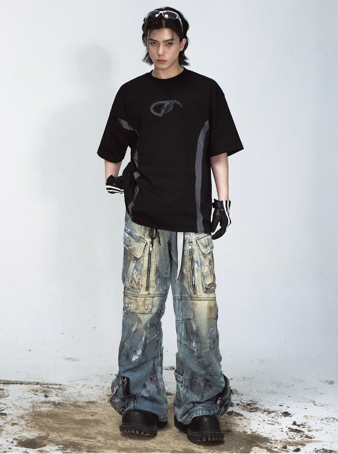 QS580A paint multi pocket pants
