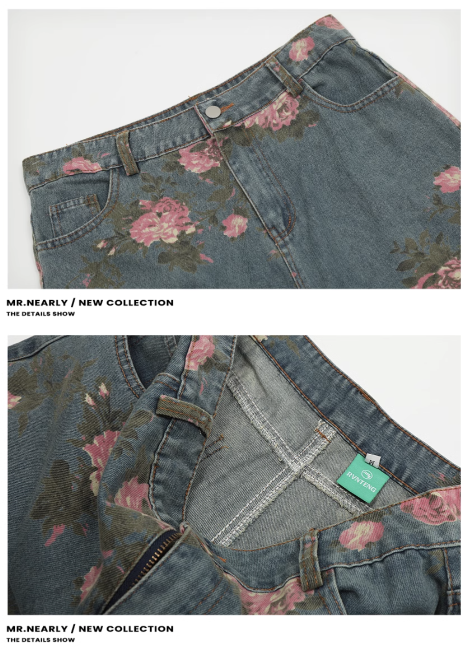 QS784A flower print denim