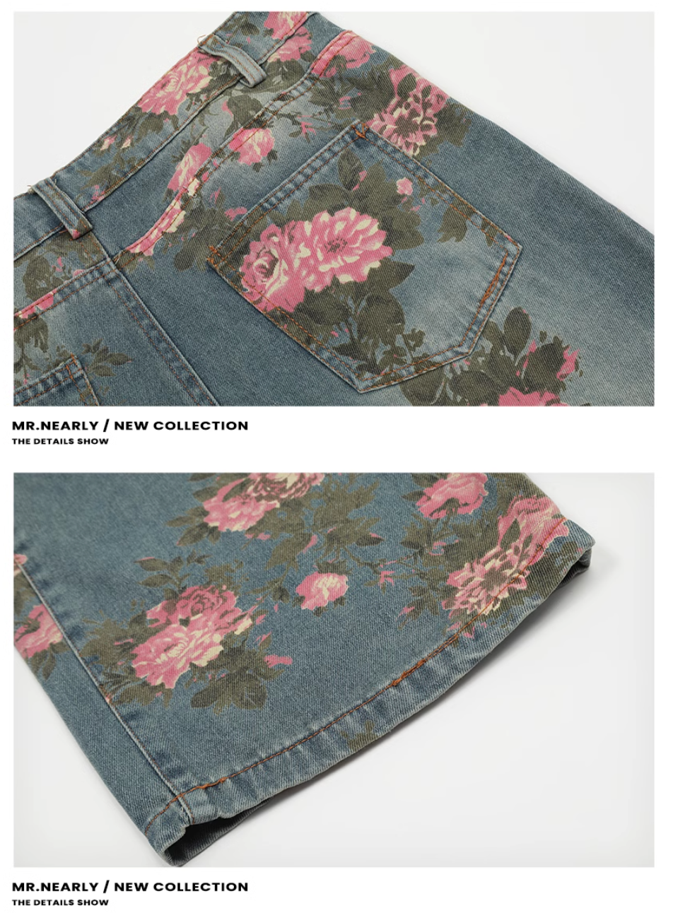 QS784A flower print denim