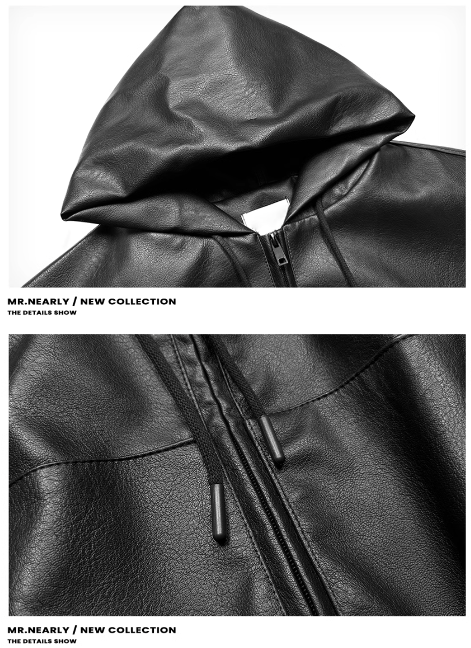 QS937A leather hoodie jacket