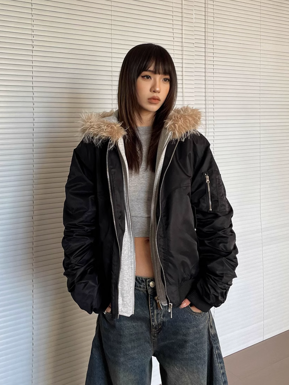 QS263B hoodie bomber jacket