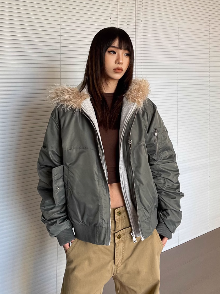 QS263B hoodie bomber jacket