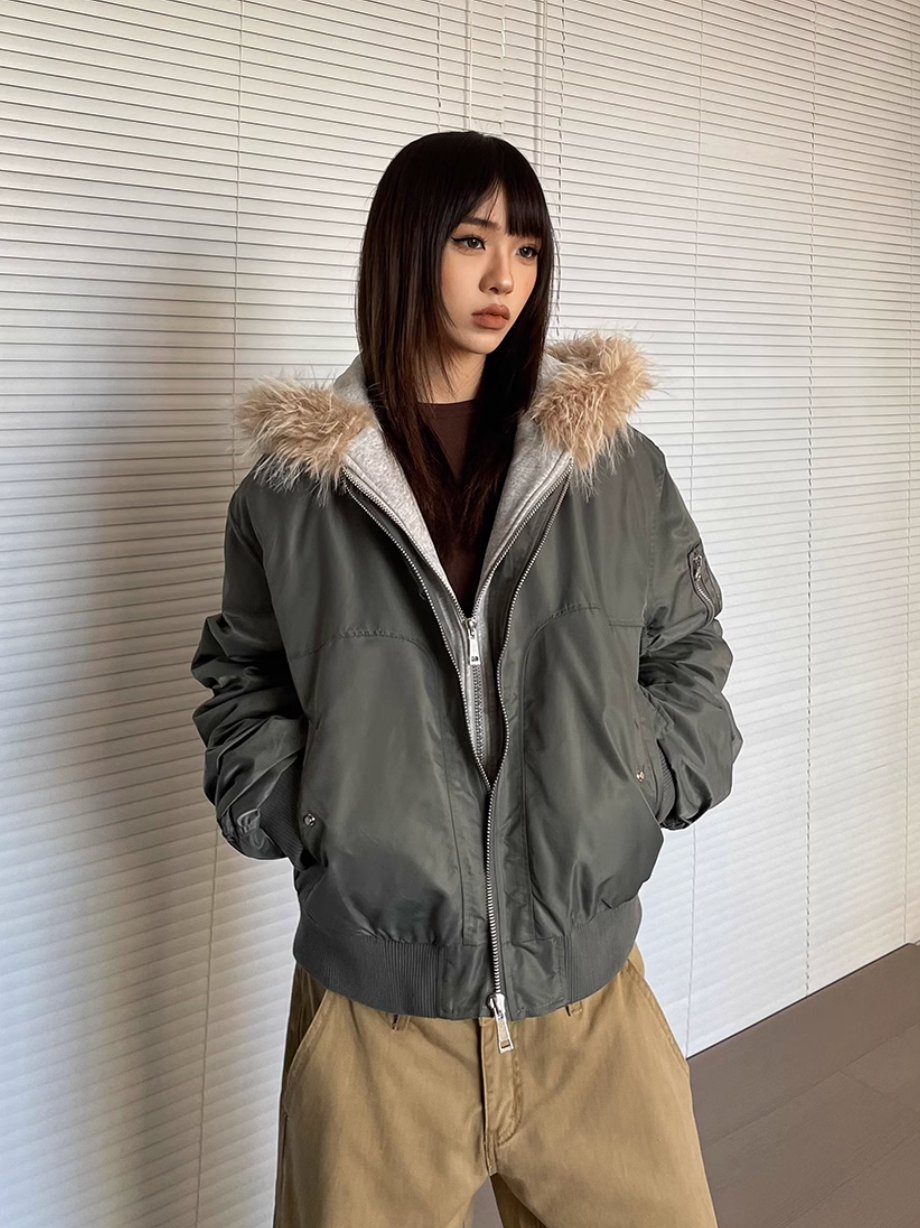 QS263B hoodie bomber jacket