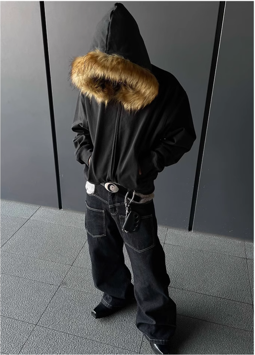 QS298B fur zip hoodie