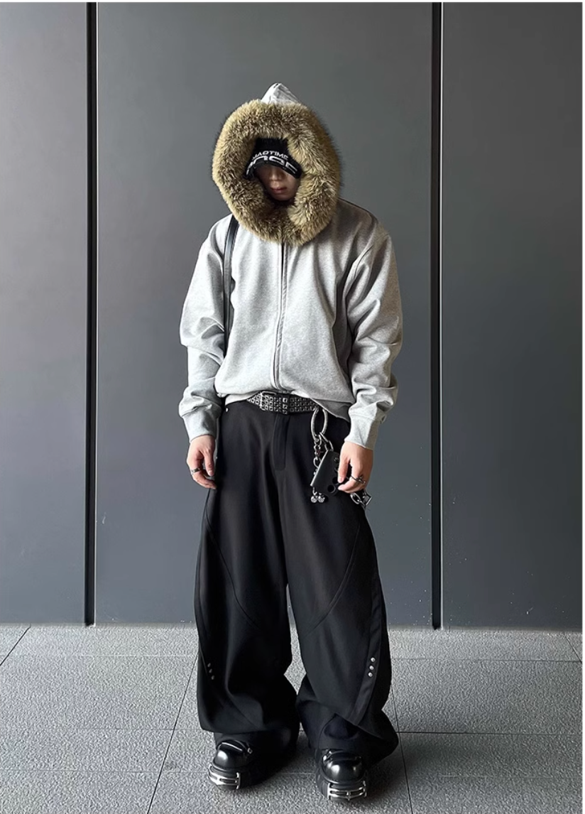 QS298B fur zip hoodie