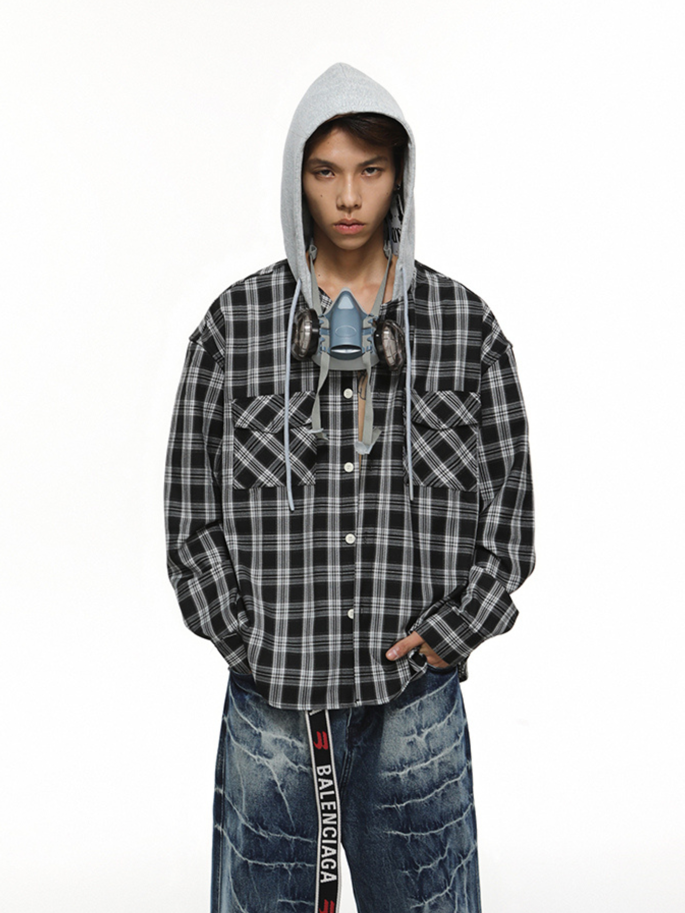 QS311B hoodie check shirts