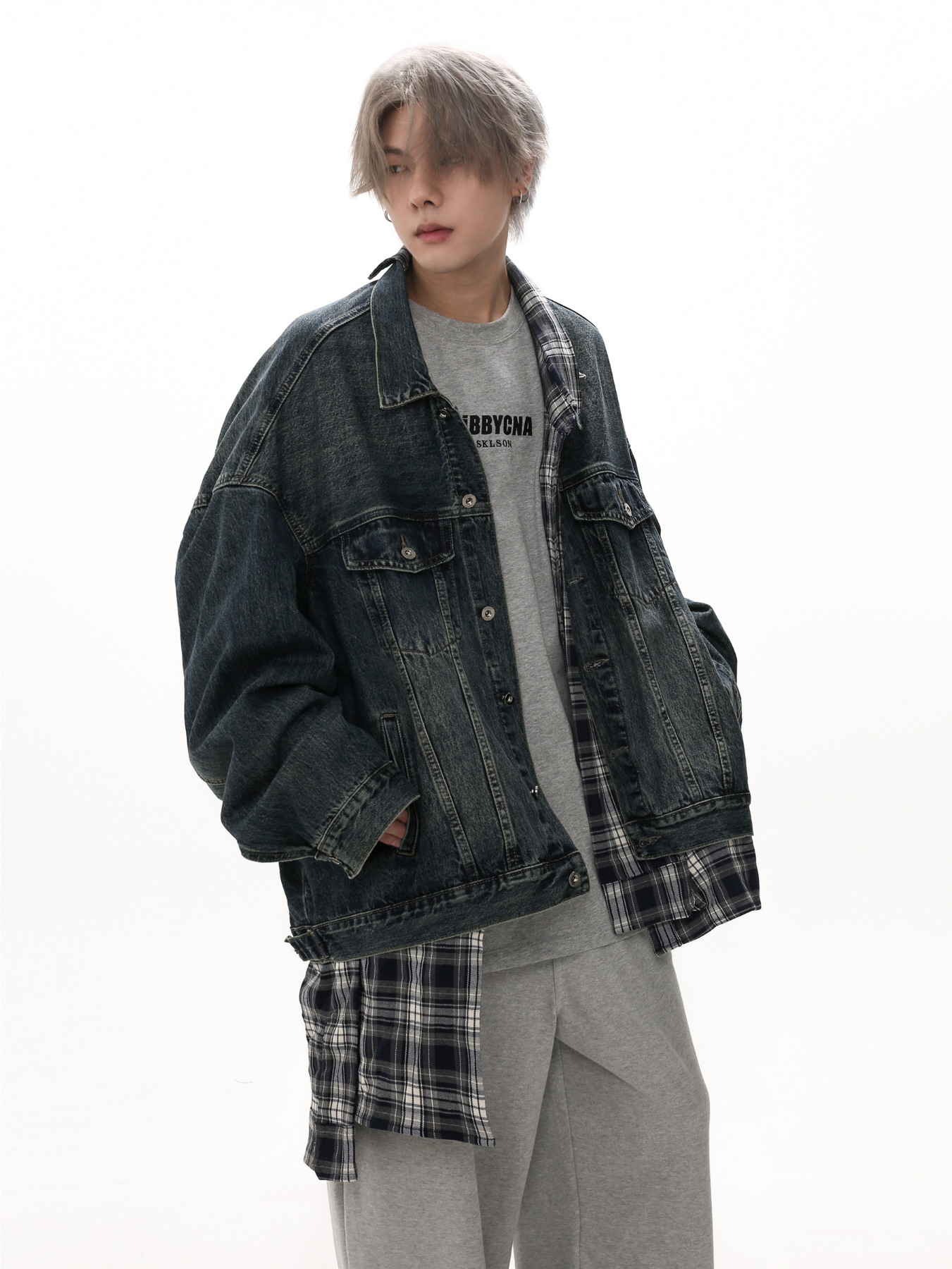 QS412A layered denim jacket