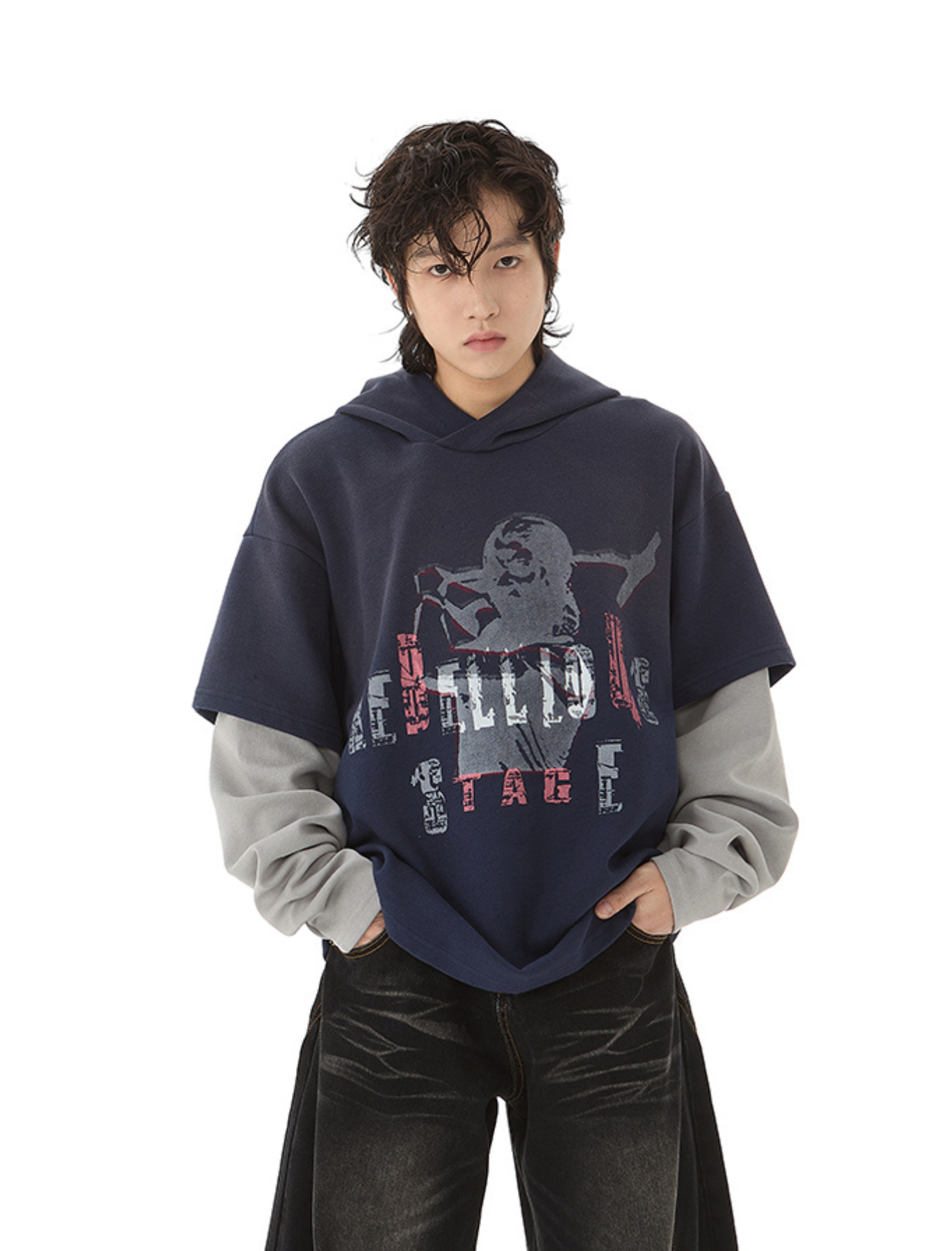 QS309B layered hoodie