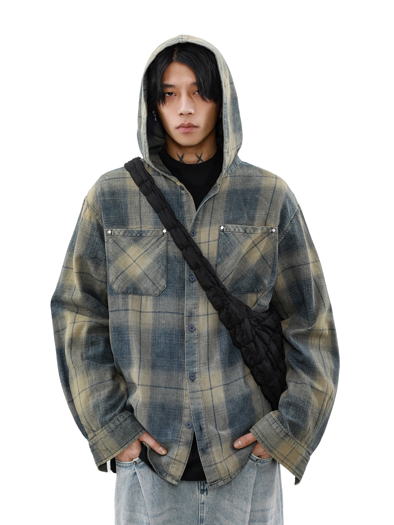 QS293B hoodie check shirts