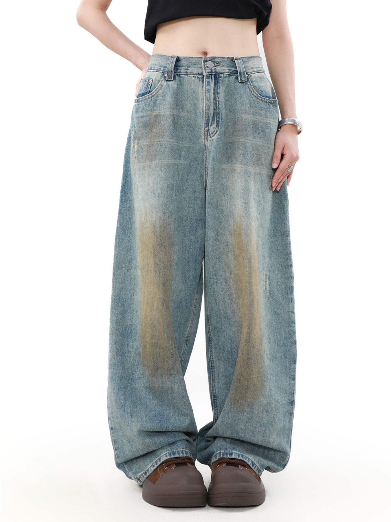 ぷっくりハートダメージデニム　No.486 QS527A dirty denim