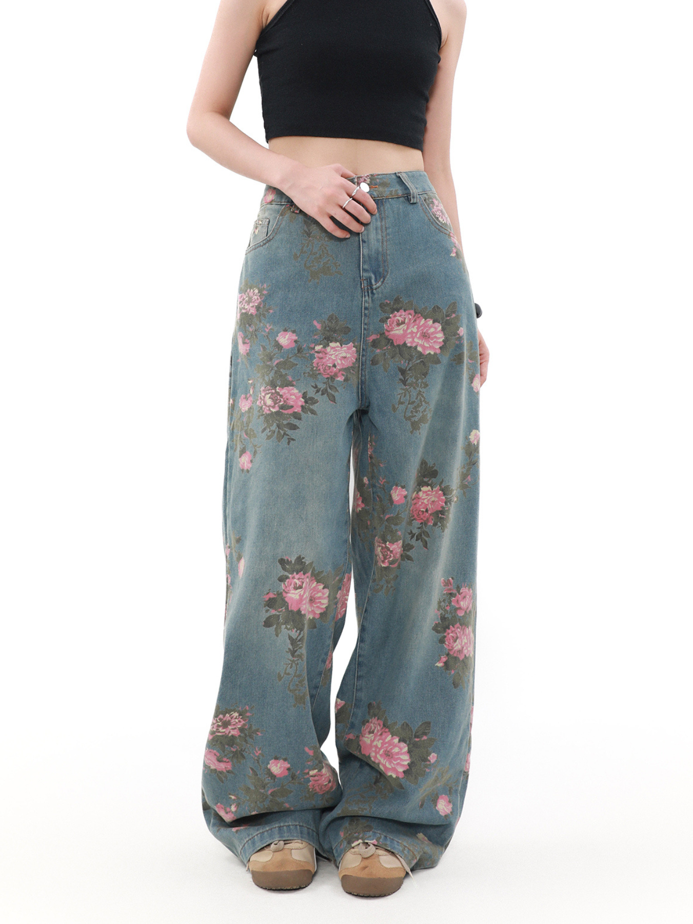 QS784A flower print denim