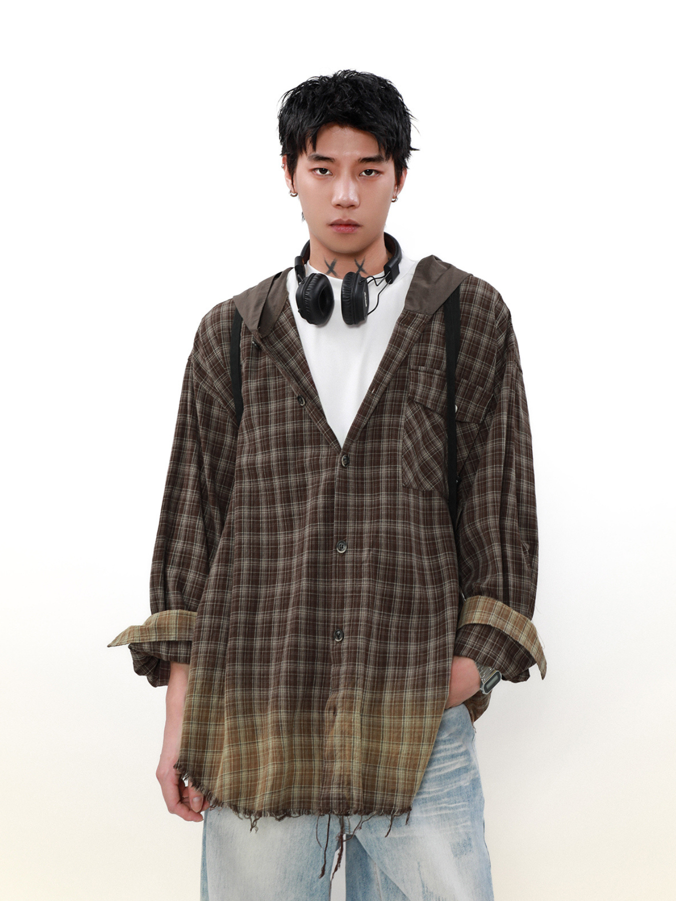 QS823A hoodie check shirts