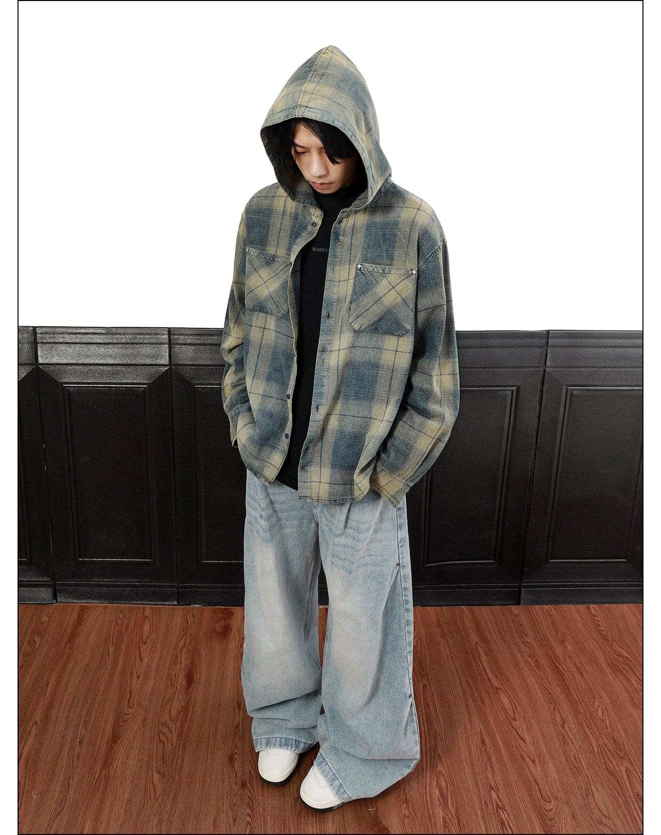 QS293B hoodie check shirts