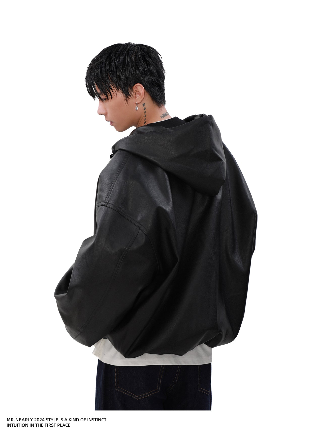 QS937A leather hoodie jacket