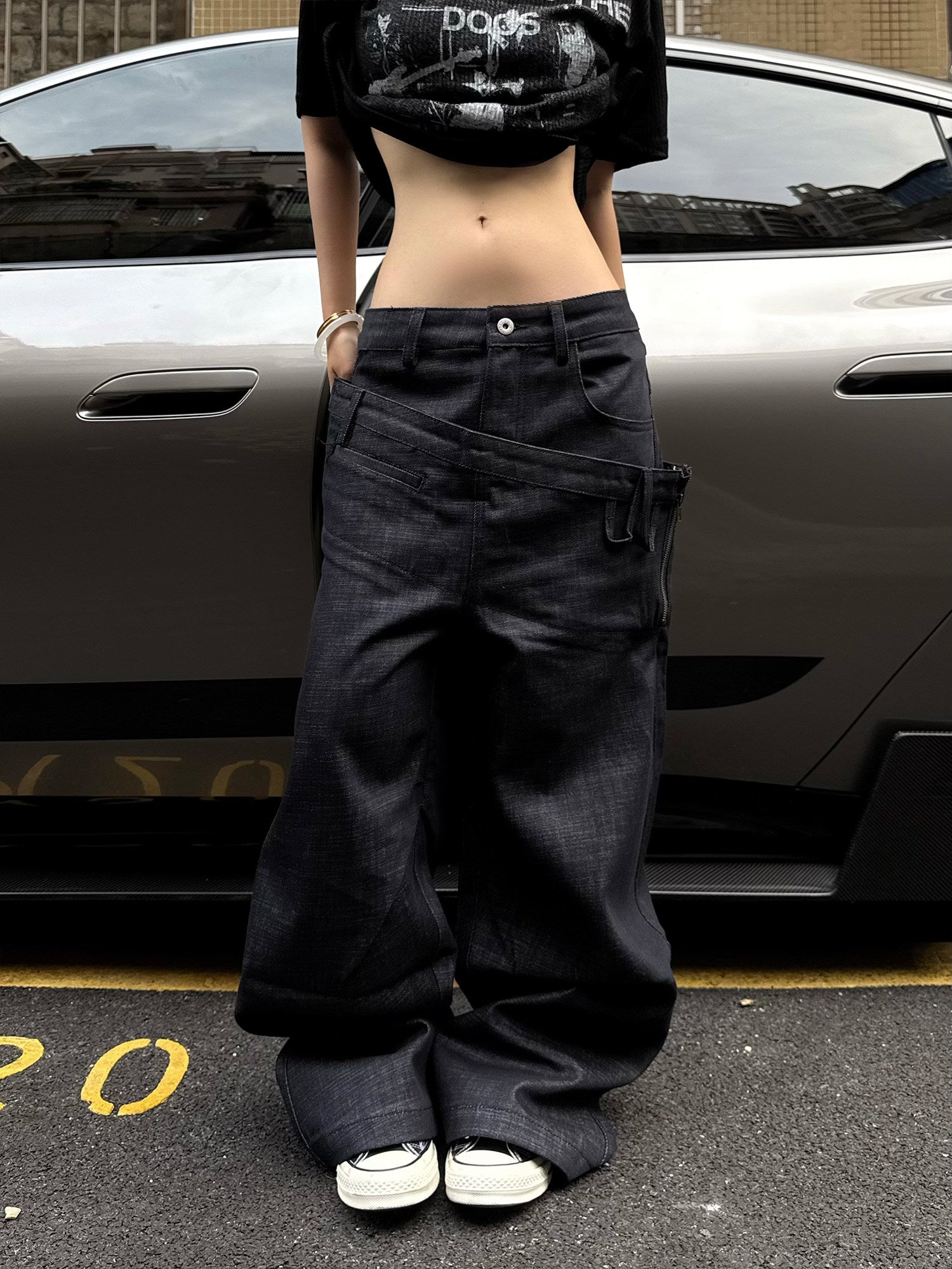 QS866B double waist denim