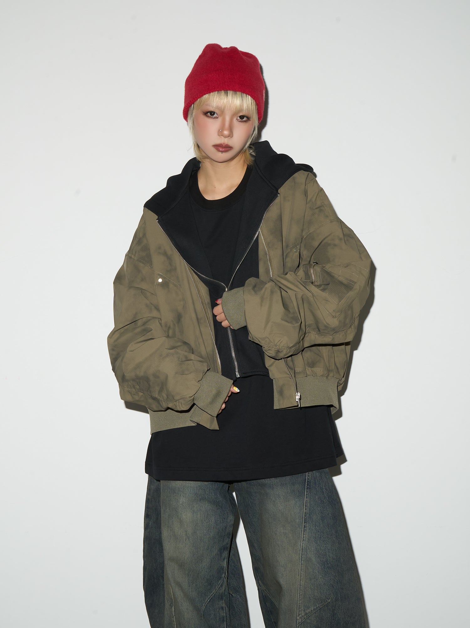 QS281B layered hoodie jacket