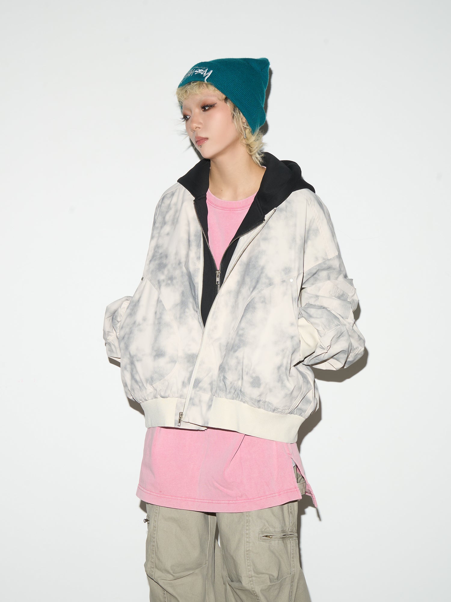 QS281B layered hoodie jacket