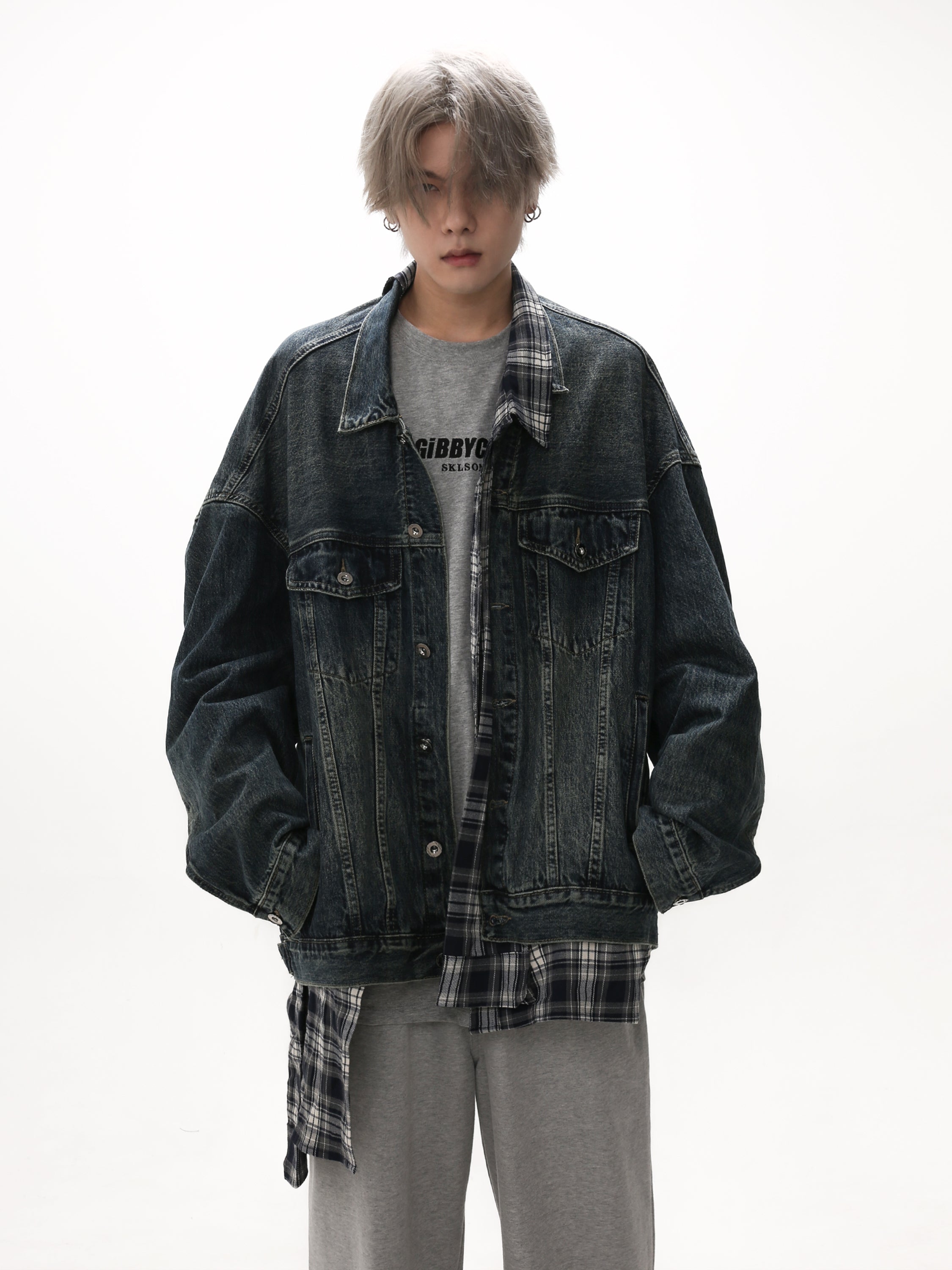 QS412A layered denim jacket