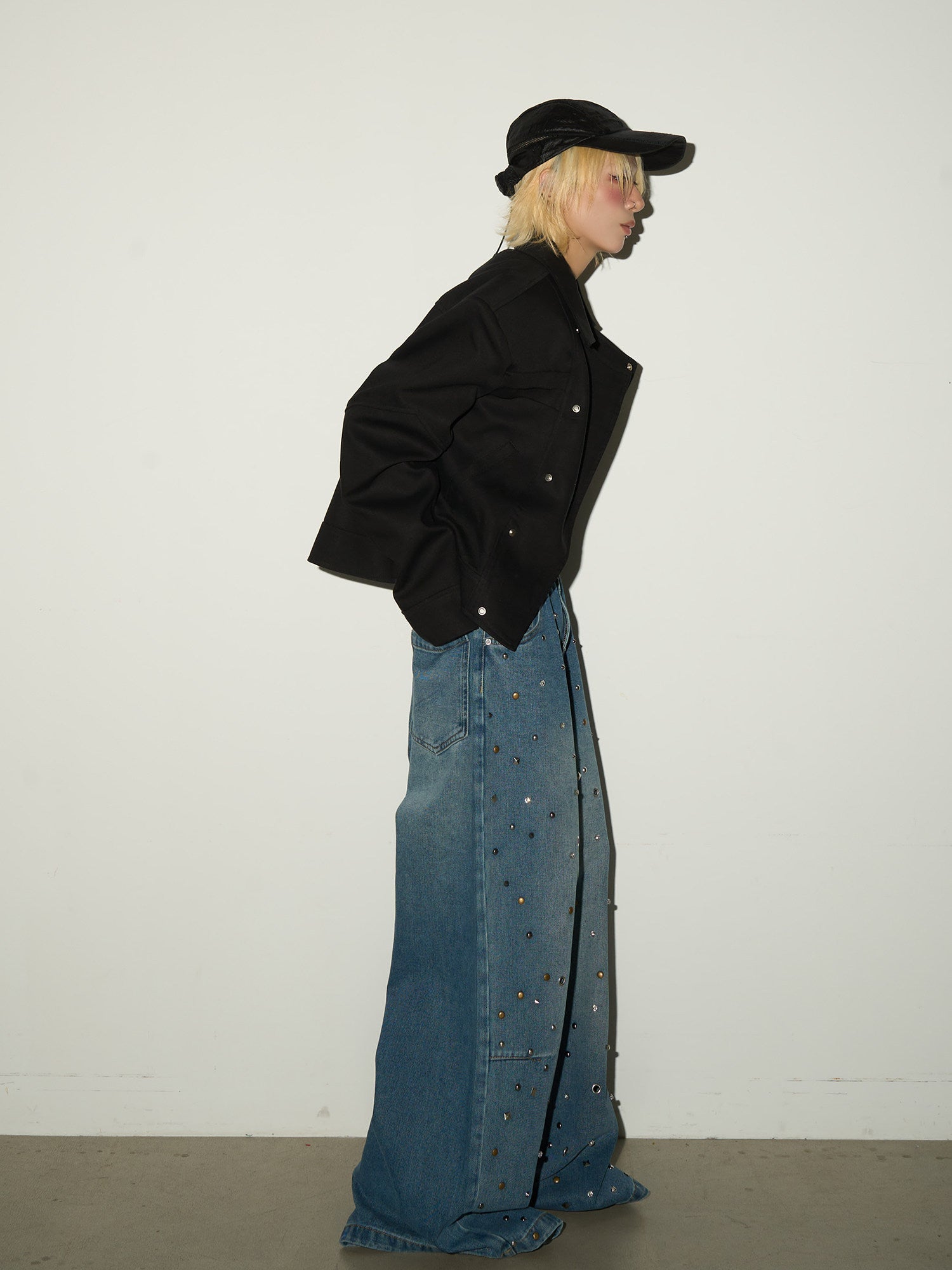 QS743B rhinestone denim