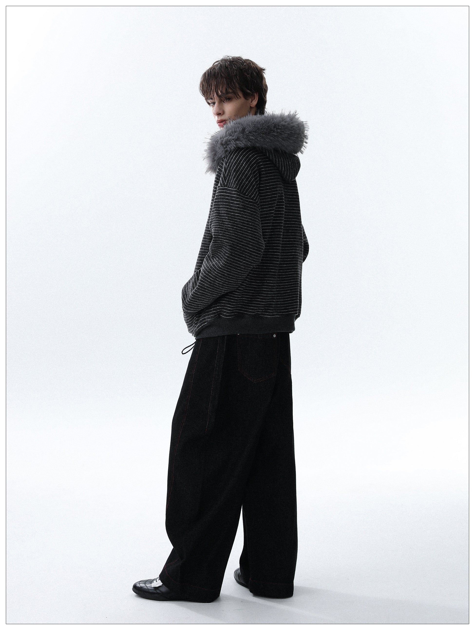 QS644B fur zip hoodie