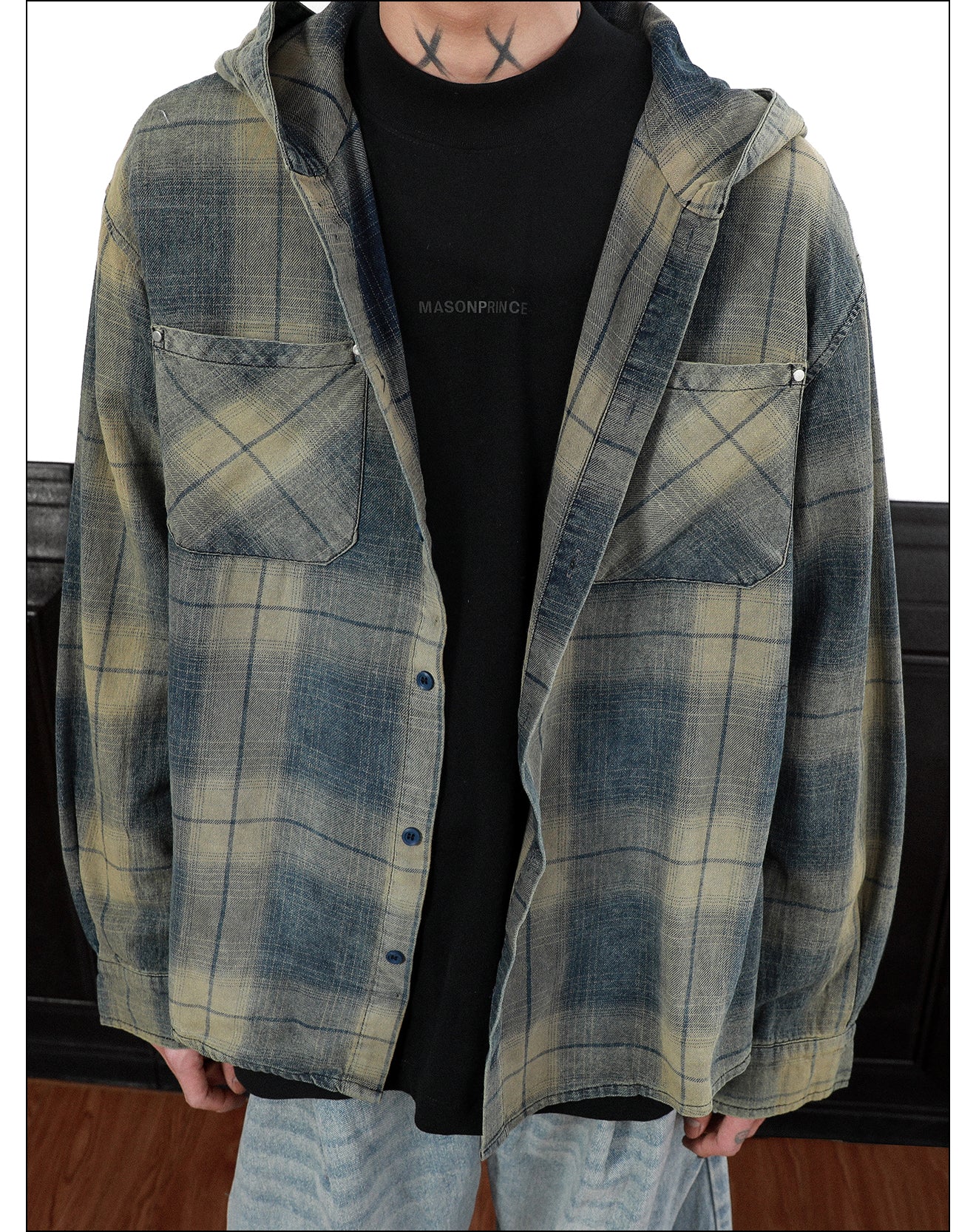 QS293B hoodie check shirts