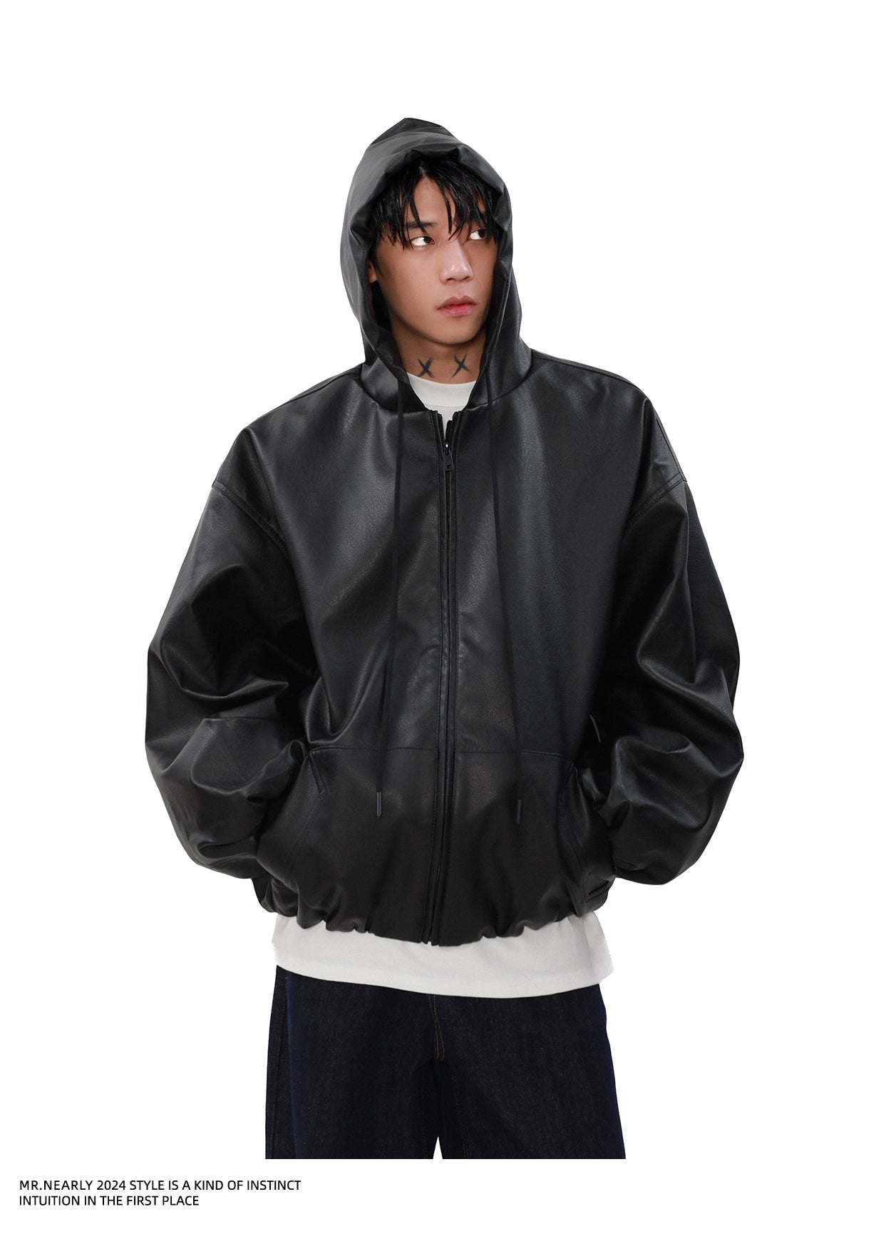 QS937A leather hoodie jacket