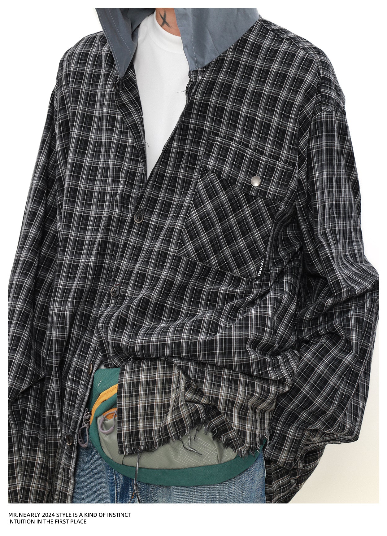 QS823A hoodie check shirts