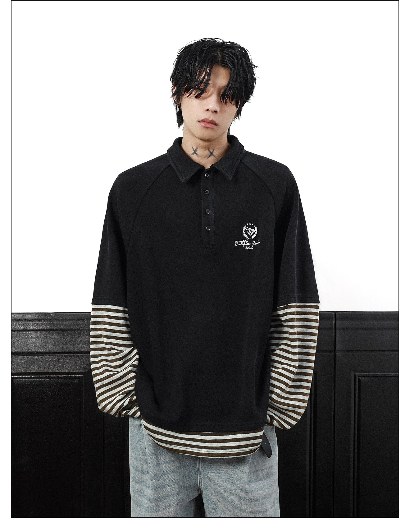 QS348B L/S polo top