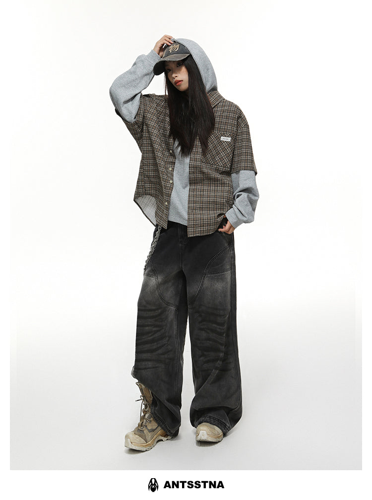 QS337B hoodie check shirts