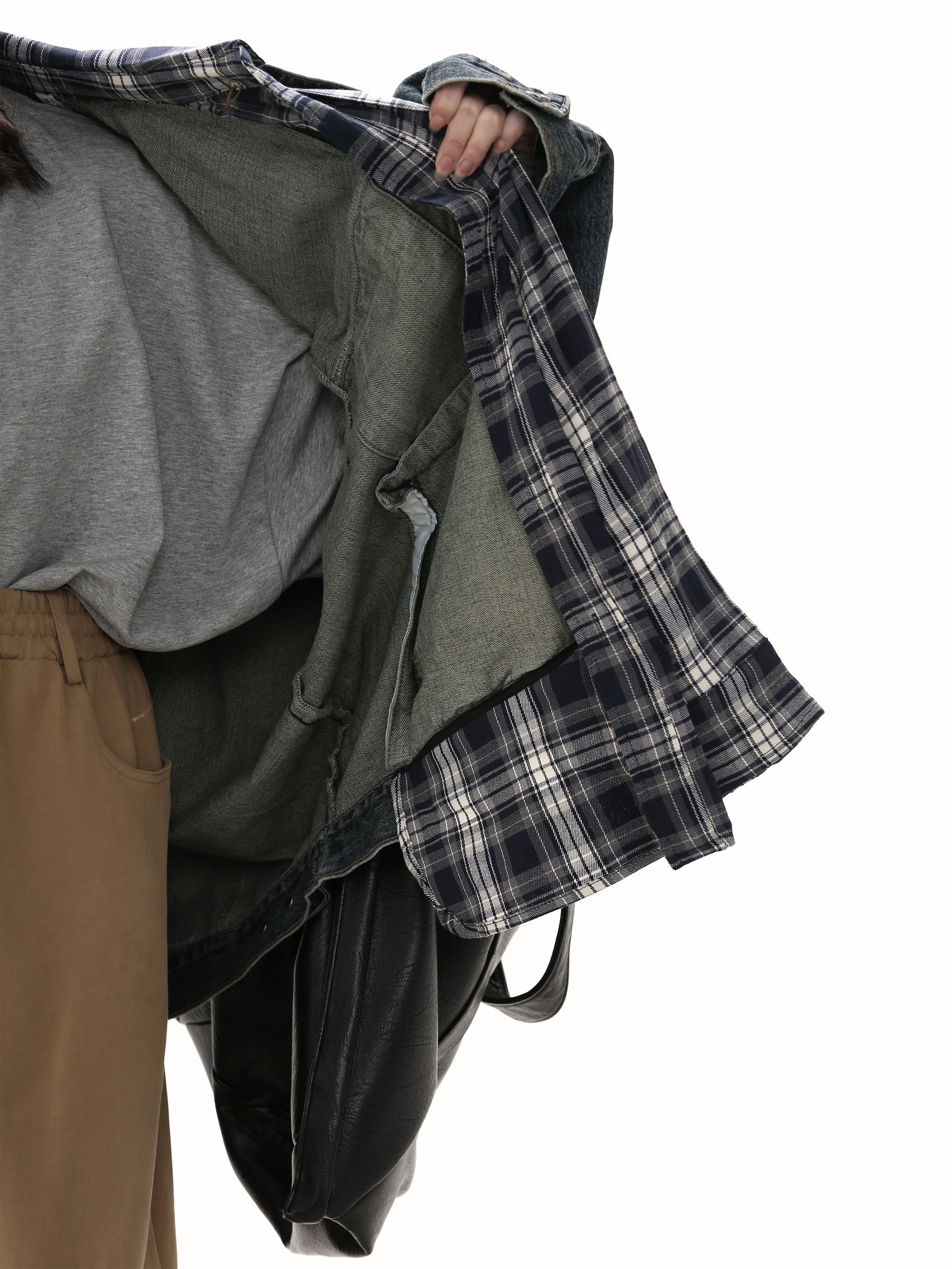 QS412A layered denim jacket