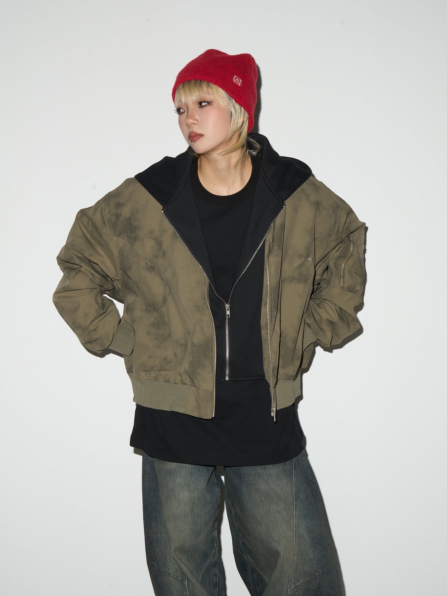QS281B layered hoodie jacket