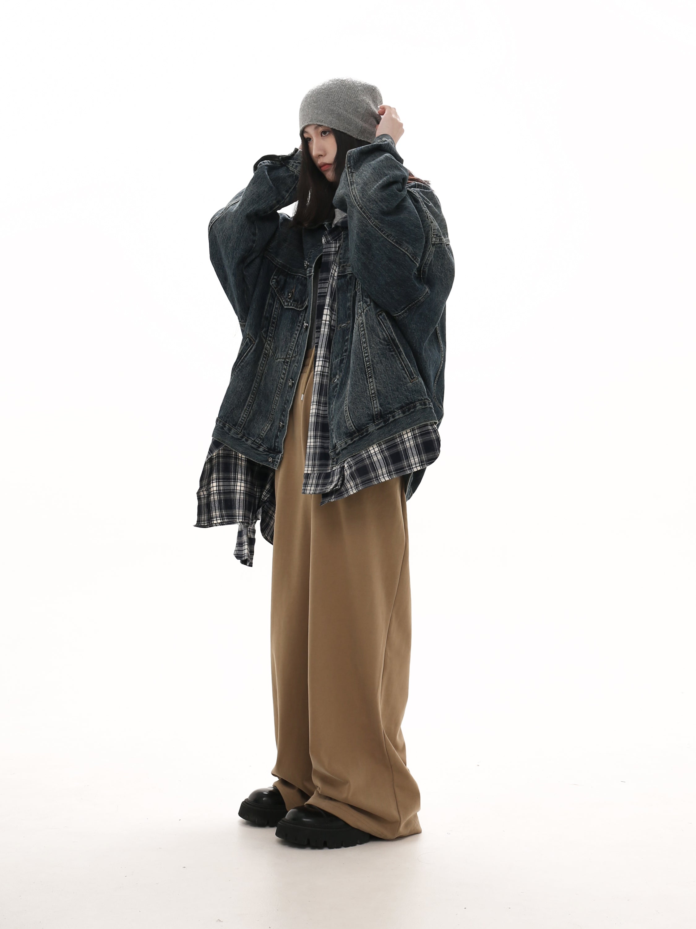QS412A layered denim jacket