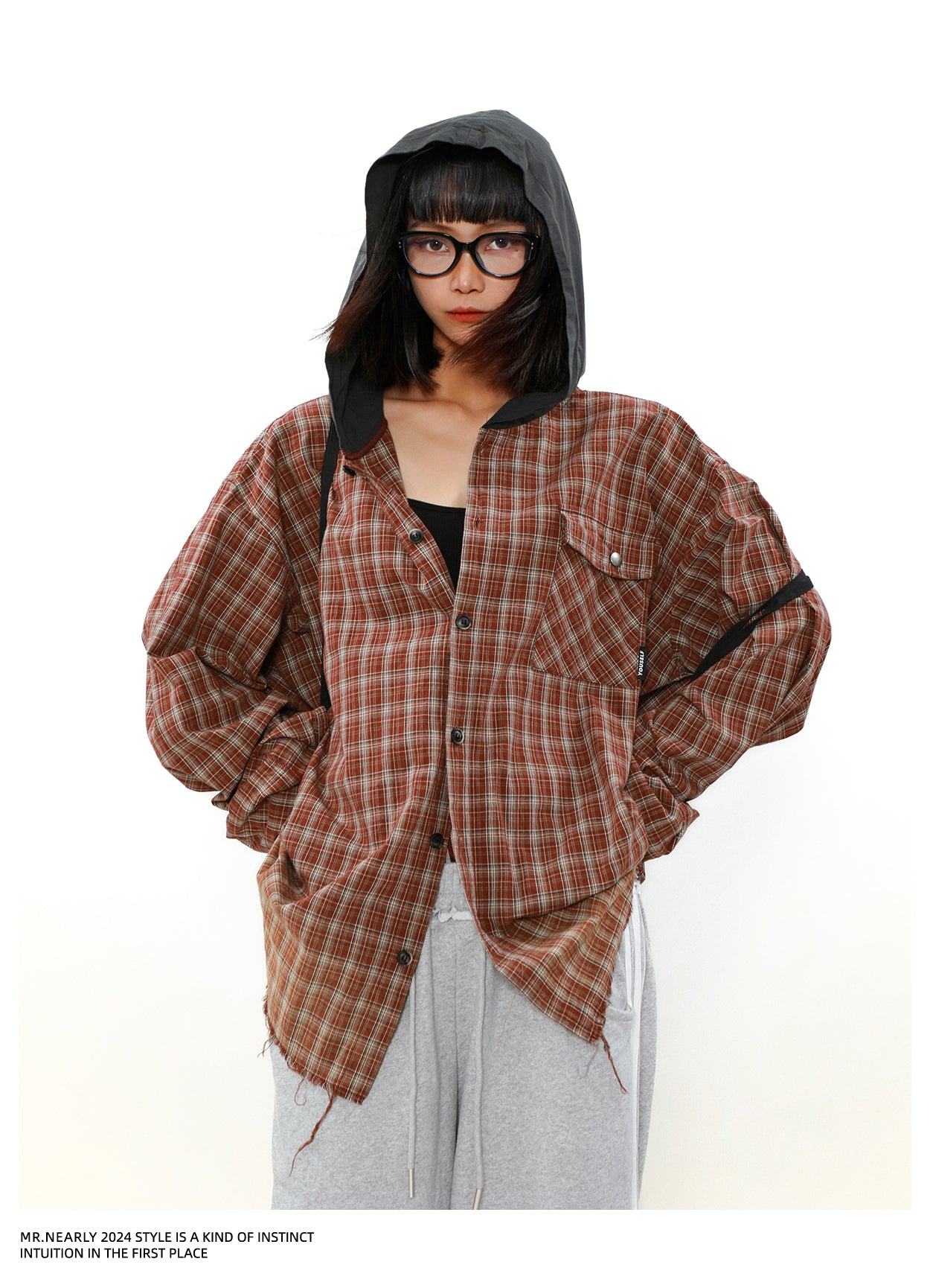 QS823A hoodie check shirts