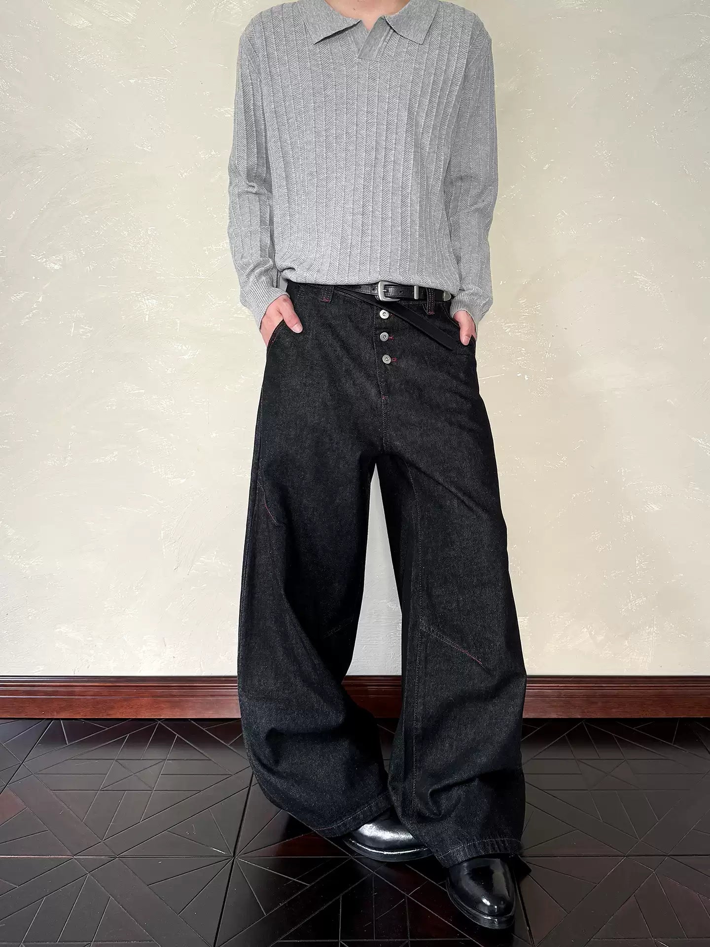 QS590B button fly denim
