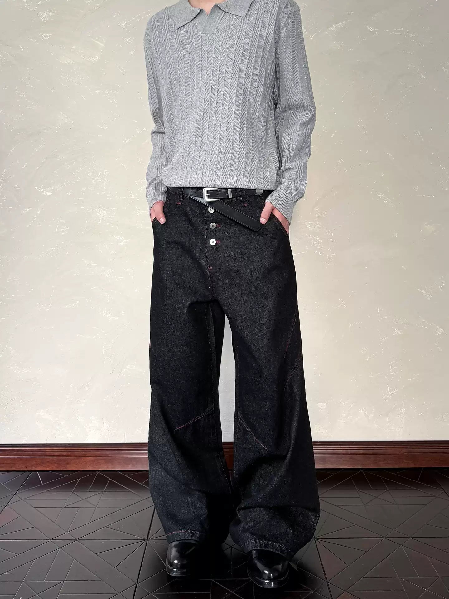 QS590B button fly denim