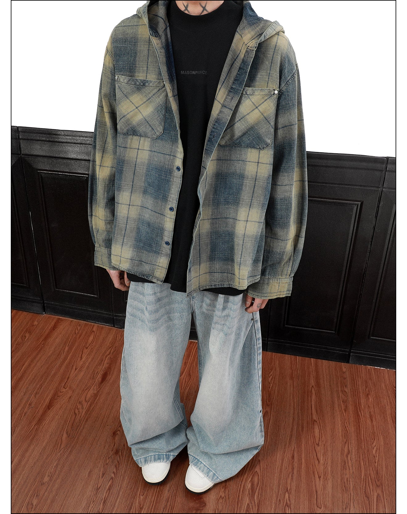 QS293B hoodie check shirts