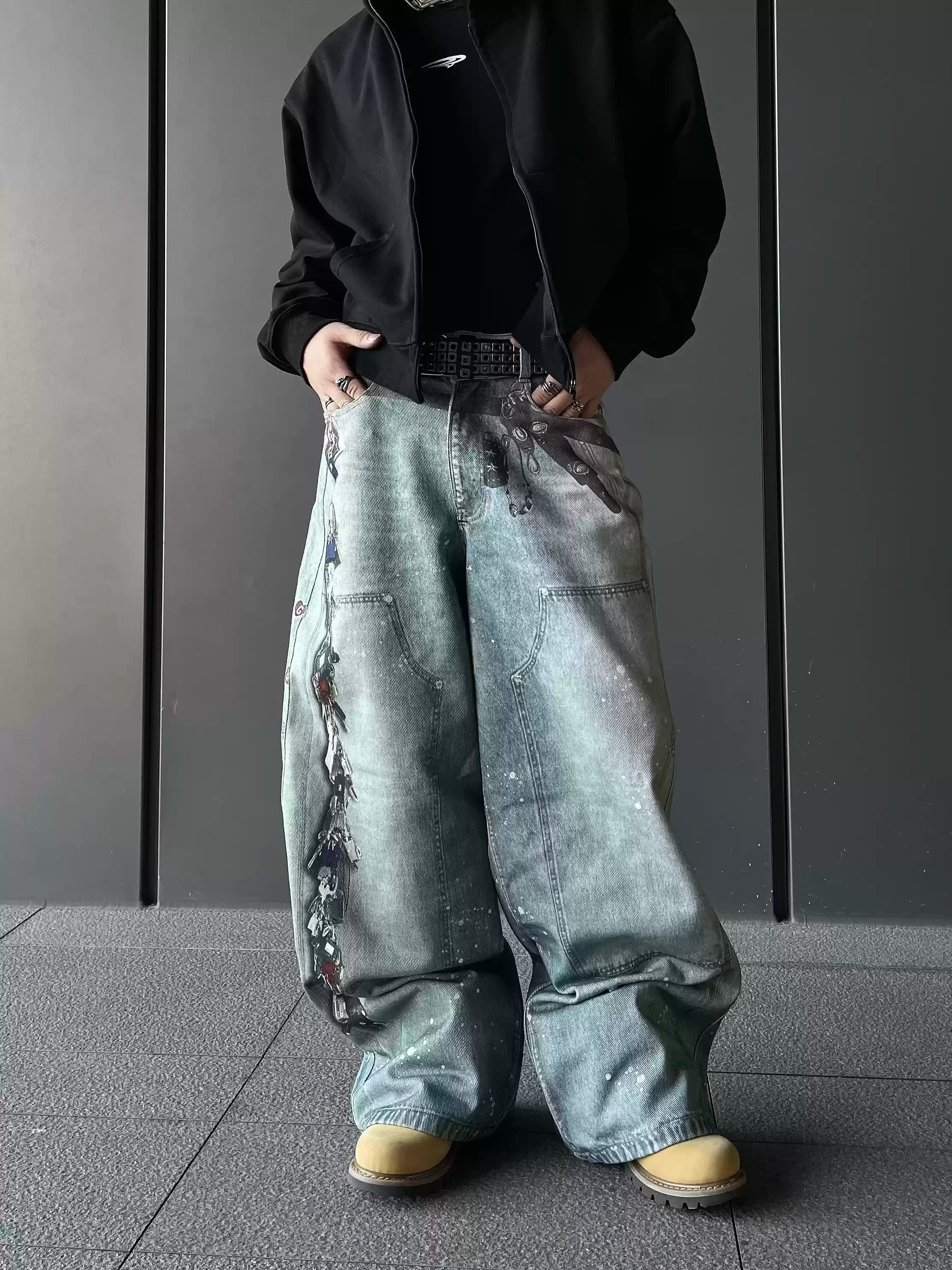 QS382B print denim