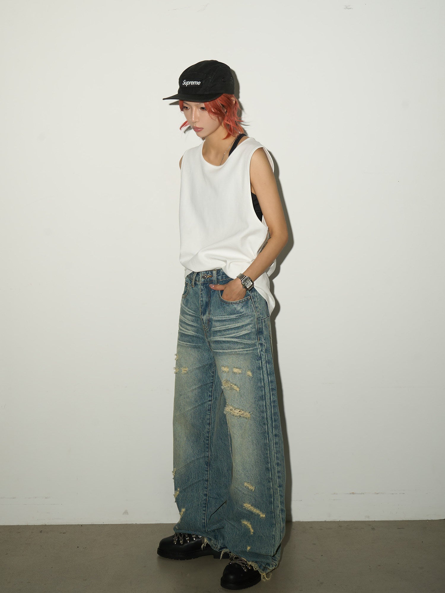 QS703B damage denim