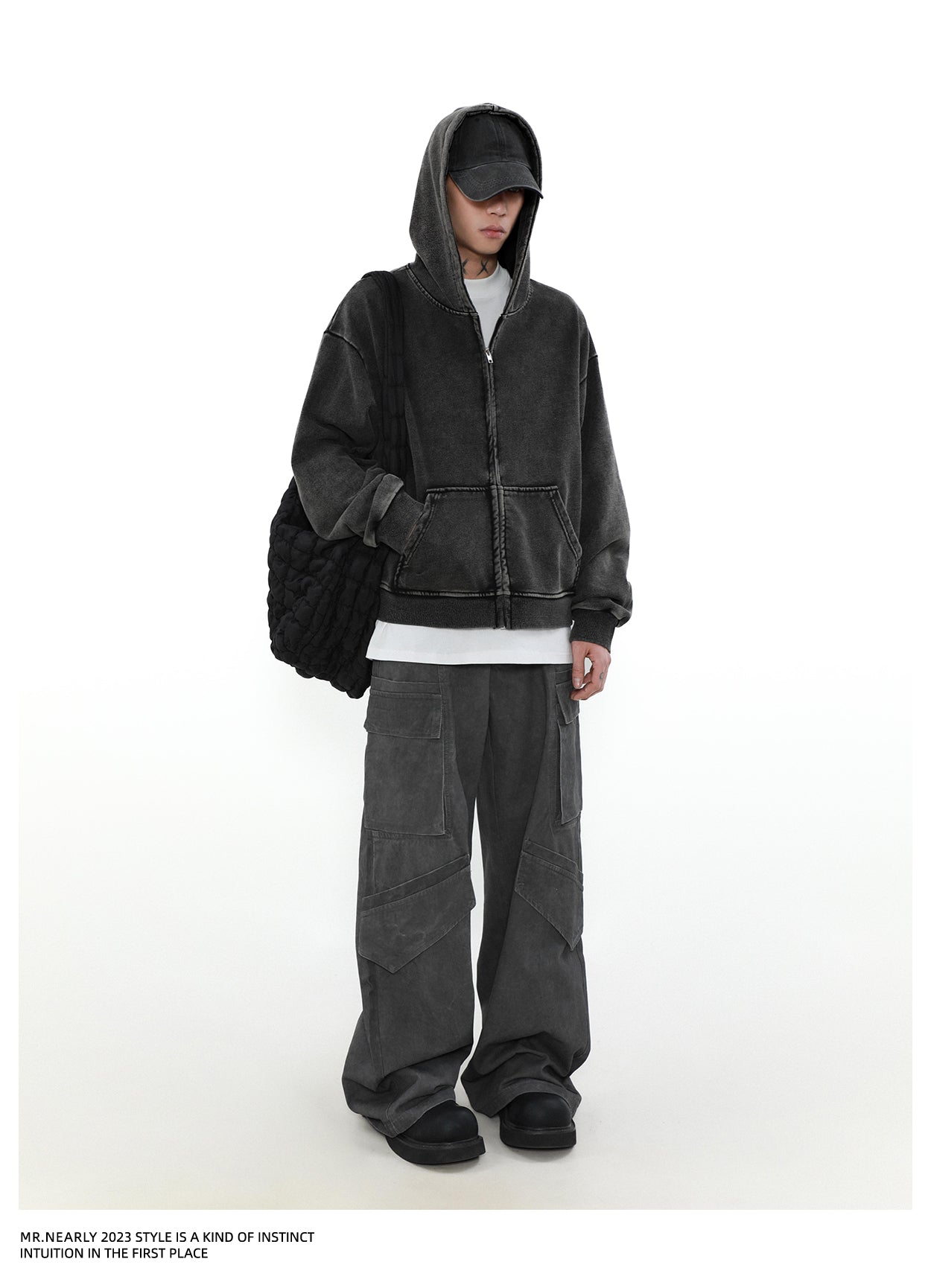 QS354A wash zip hoodie
