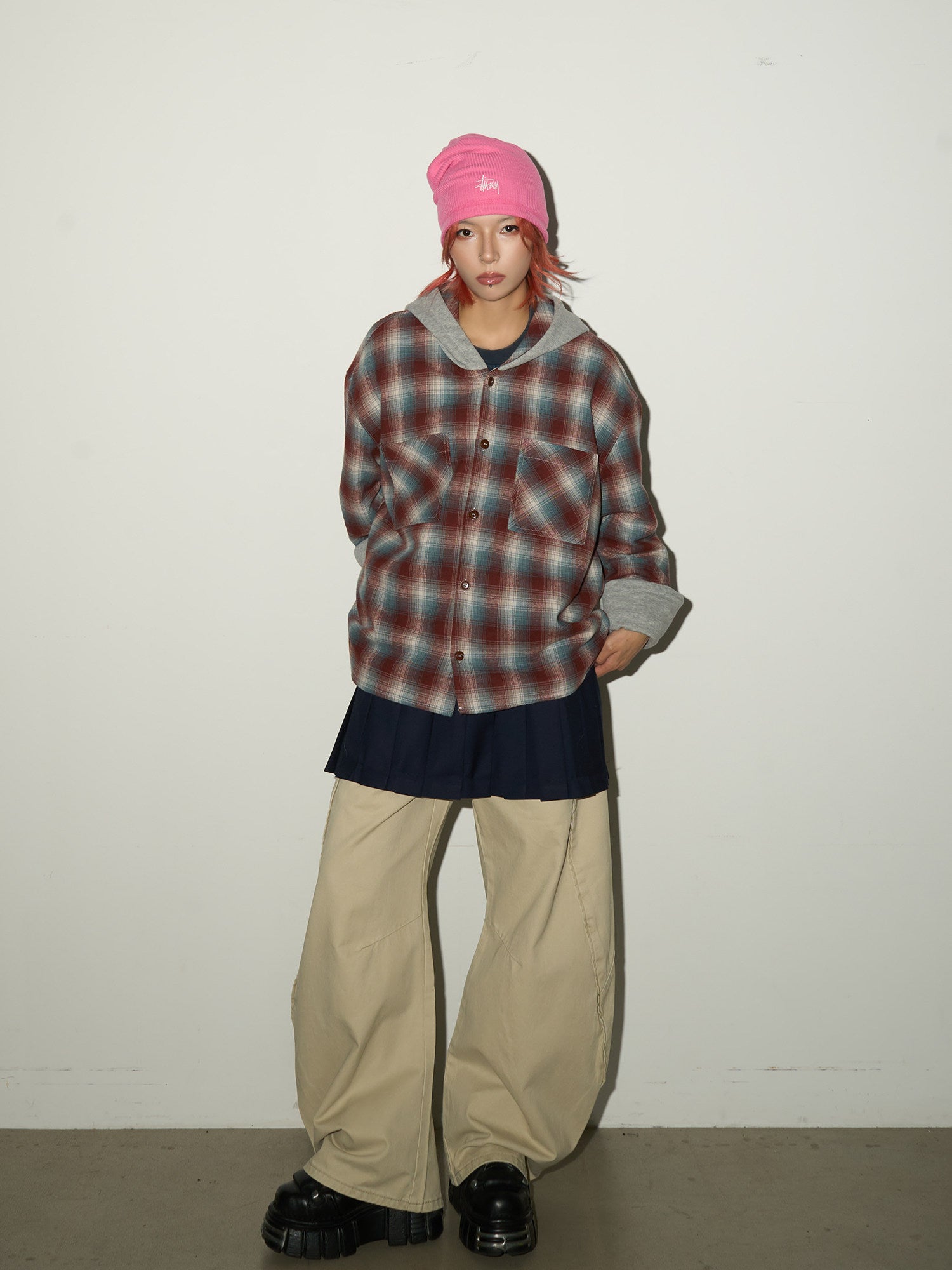 QS712B hoodie check shirts