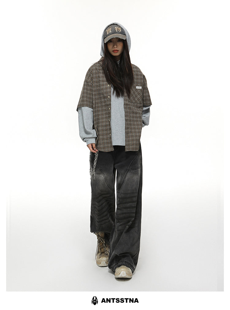 QS337B hoodie check shirts