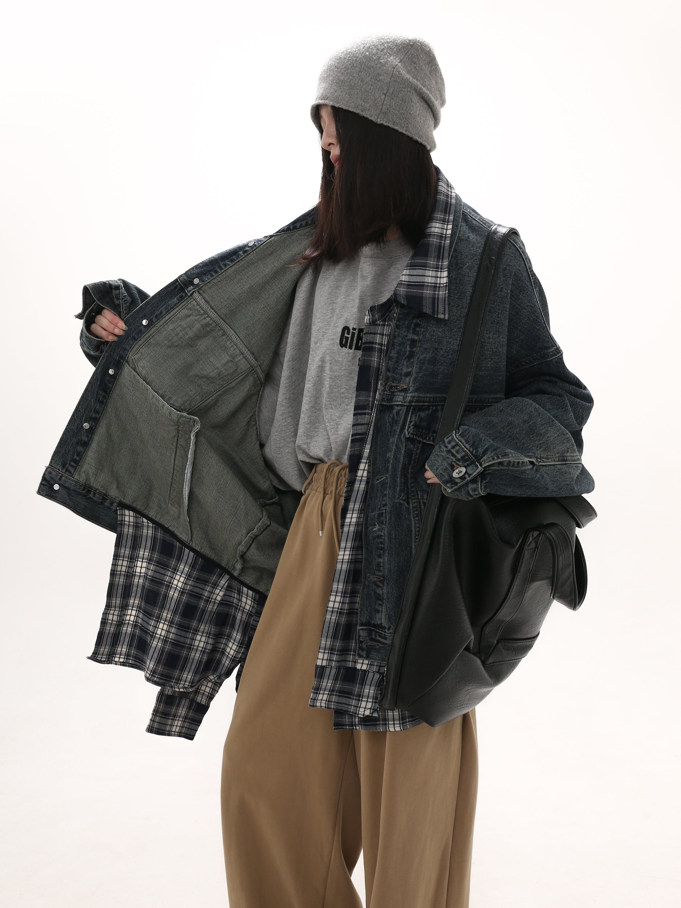 QS412A layered denim jacket