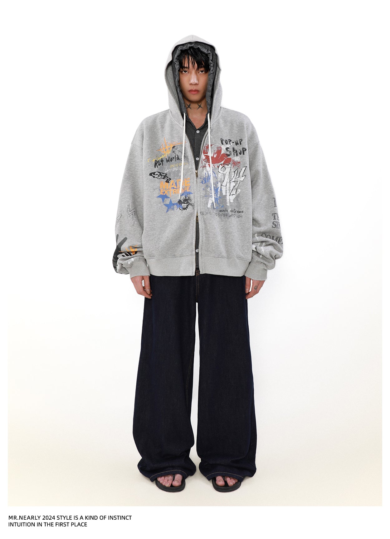 QS846A graffiti zip hoodie