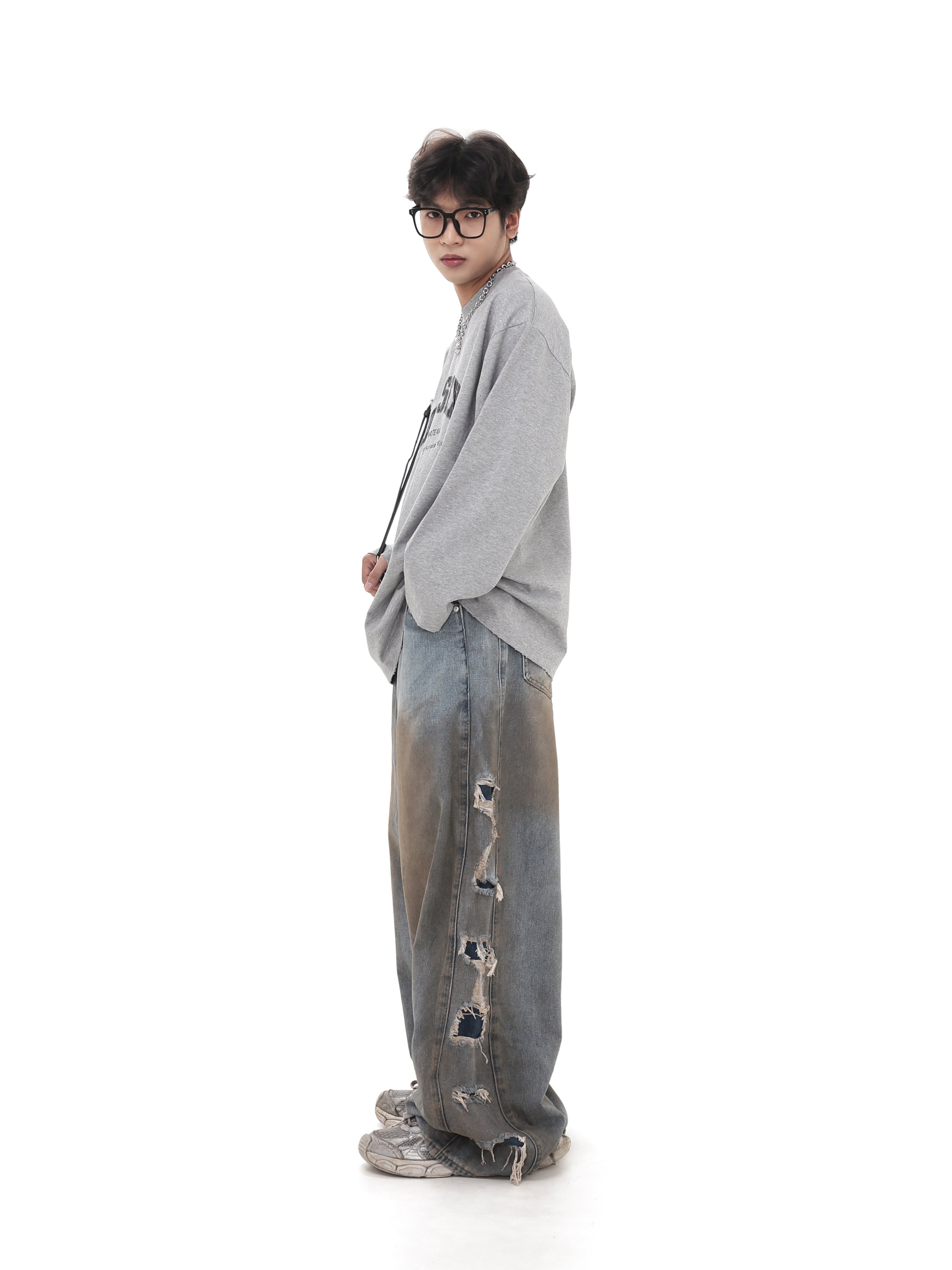 QS767A side damage denim