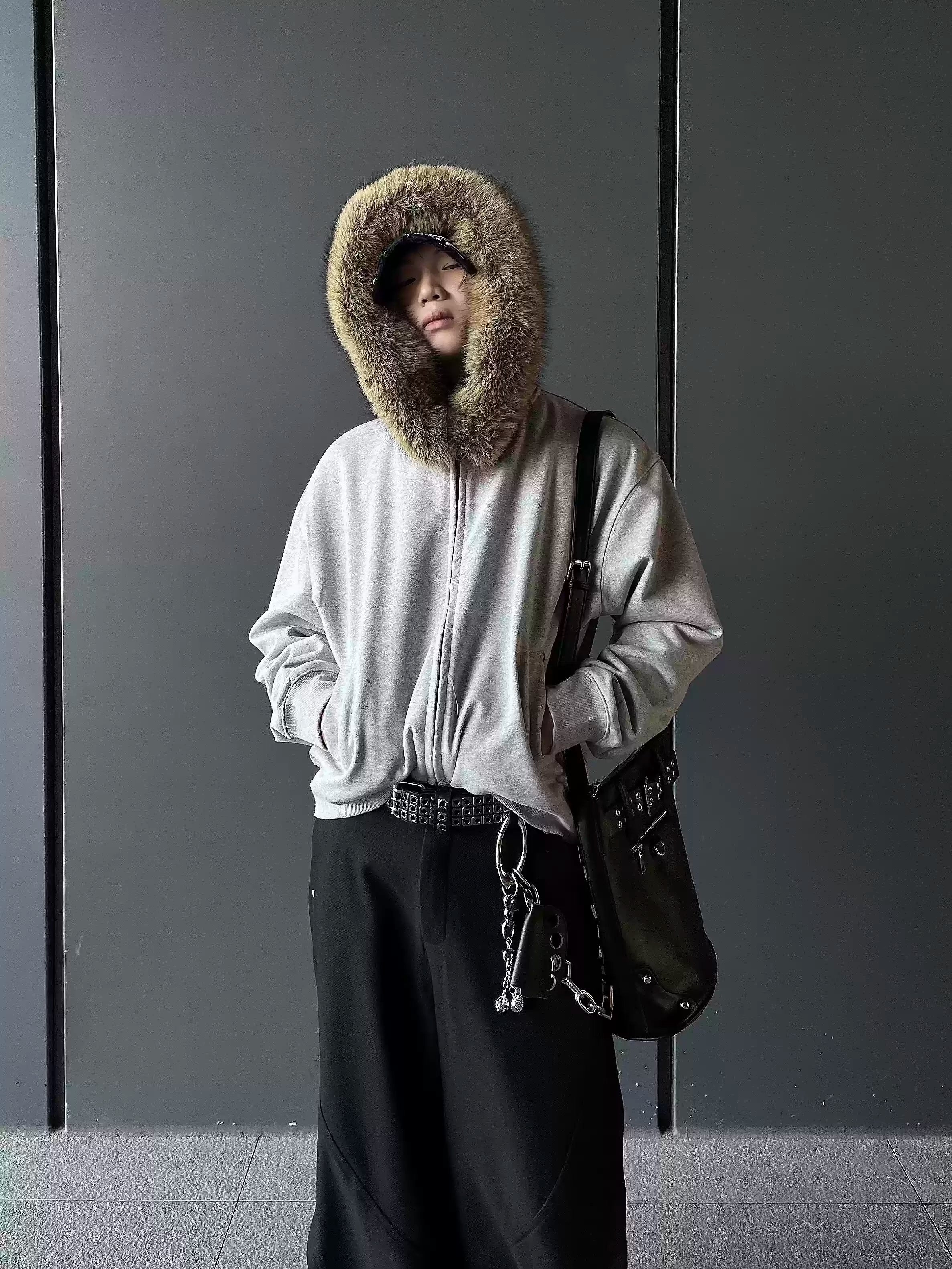 QS298B fur zip hoodie