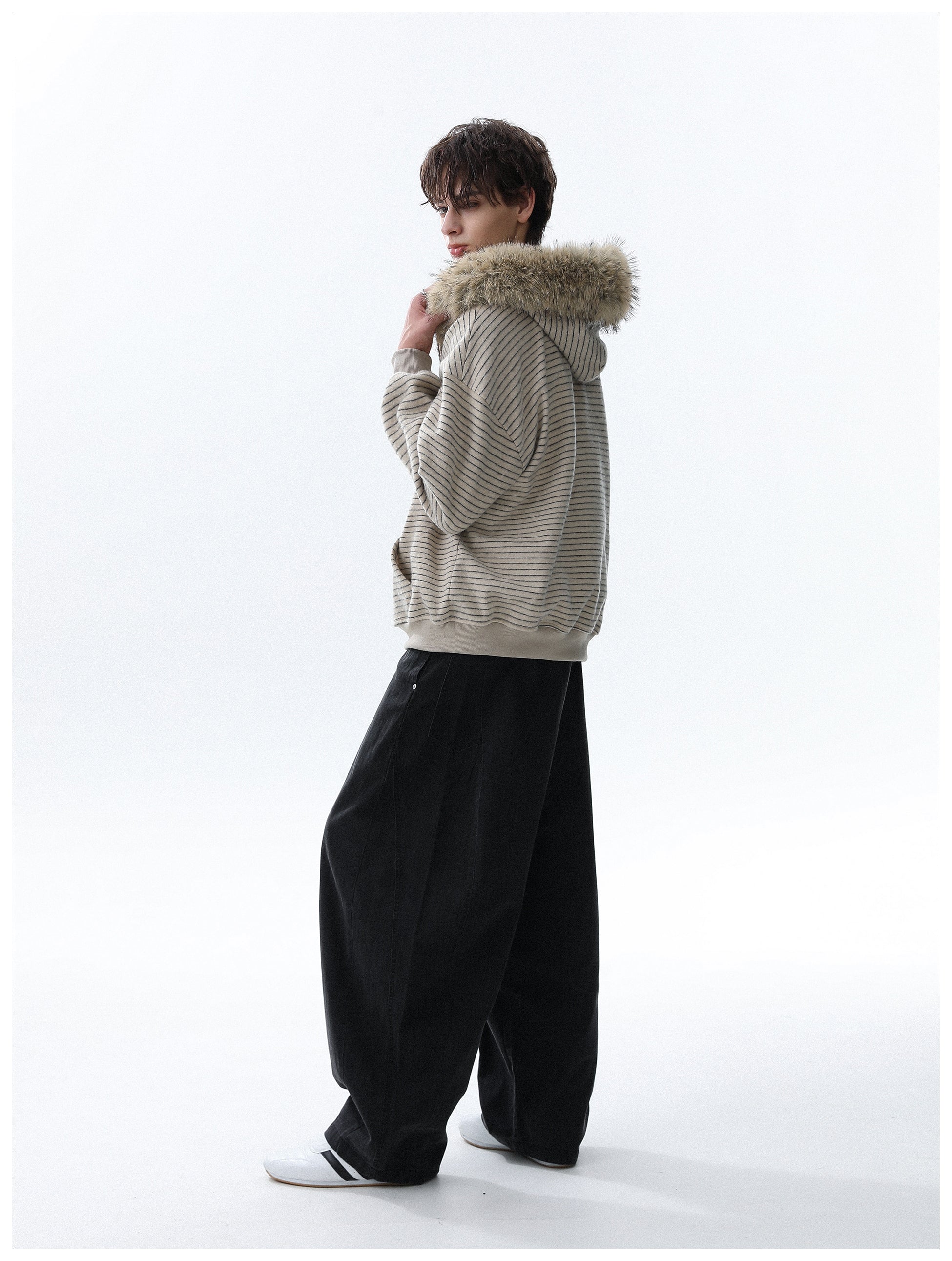 QS644B fur zip hoodie