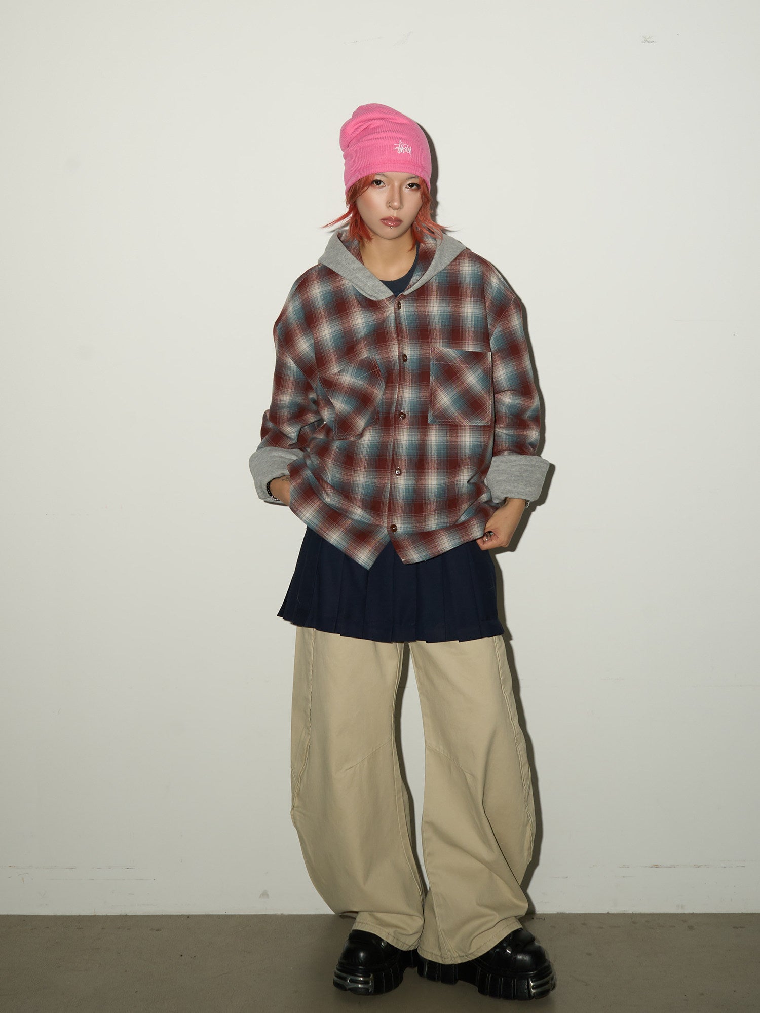QS712B hoodie check shirts